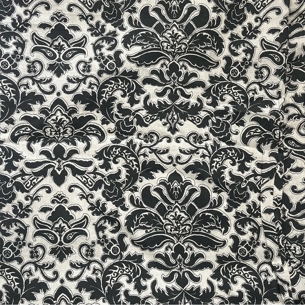 Ethan Allen, vintage 100% linen,Elegant Black and White Floral Bedding Set